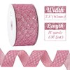 HUIHUANG Pink Glitter Wired Ribbon for Christmas Tree 2.5 inch Light Pink Diamond Mesh Wire Ribbon for Tree Decoration, Wreaths, Garland, Gift Wrapping, Bows Making, Home Decor -10 Yards