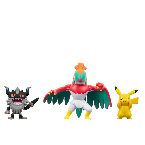 Pokémon Battle Figure 3 Pack - Features 2-Inch Pikachu and Perrserker and 3-Inch Hawlucha Battle Figures