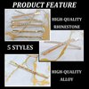 16 Pieces Gold Rhinestone Bobby Pins Set Delicate Decorative Fancy Crystal Hair Clips Shiny Fancy Metal Barrettes, I S X Shaped Diamond Hair Accessories for Women Ladies Girls Wedding Prom Party