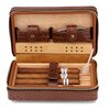 M Time C club 4-Finger Cigar Case, Cigar Humidor Portable Travel Crocodile Skin-Style Burgundy Leather Cigar Case Humidifier