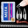 MEFA 15 Sizes Medium Almond Nail Tips - 300 Pcs Half Matte Full Cover Press on Nails, No Filed Gel Nail Tips for Nail Extension Home DIY Salon Manicure