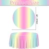 QUERICKY 3 Pack Pastel Rainbow Tablecloths for Round Table, 84x84'' Pastel Rainbow Plastic Round Table Cover for Girls Rainbow Birthday Party Decorations Princess Party Baby Shower Party Supplies