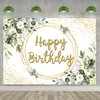 Greenery Happy Birthday Party Decorations Balloon Set,with Eucalyptus Leaves Backdrop Banner,Sage Green Gold Balloon Garland Kit Arch for Girl Women Safari Jungle Birthday Party Supplies (Greenery)