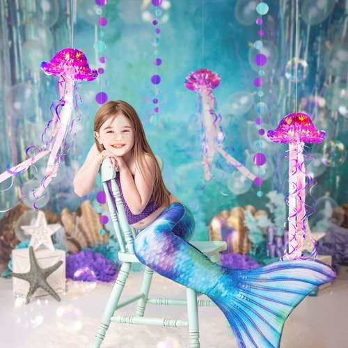 Cheerland Purple Jellyfish Under The Sea Party Decorations Little Mermaid Birthday Baby Shower Decorations Ocean Theme Hanging Jellyfish Decor Home Wedding Party Supply Girls Pool Party