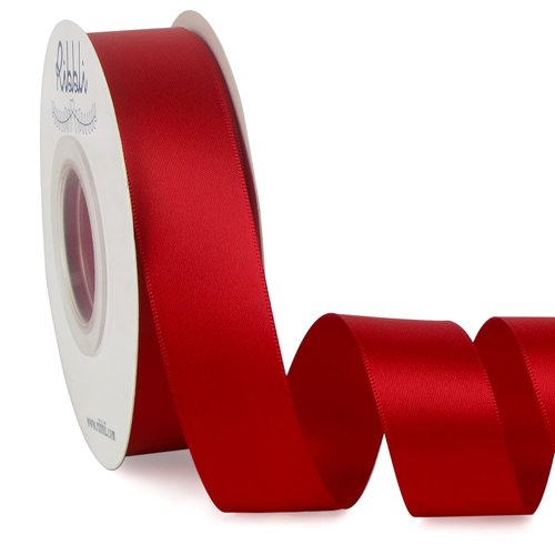 Ribbli Double Faced Red Satin Ribbon,1” x Continuous 25 Yards,Fabric Ribbon Use for Bows Bouquet,...