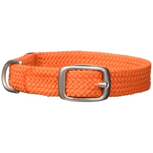Mendota Pet Double Braid Collar - Satin Nickel - Dog Collar - Made in The USA - Orange, 9/16 in x 12 in Junior