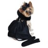 DOGGIE DESIGN Black Wool and Black Fur Dog Harness Coat (L)