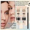2PCS Hydrating BB Cream,Full Coverage Concealer Liquid Foundation for All Skin Types,Face Sunscreen SPF 50 PA++++ Long Lasting Moisturizing Oil Control Foundation Makeup Brush Set（Ivory & Natural）