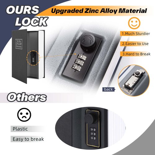 Book Safe Box with Combination Lock, Ohuhu Upgrade Dictionary Diversion Safe Secret Hidden Box for Home Office, Portable Safe Box for Money Cash Jewelry