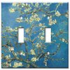 Art Plates - Double Gang Toggle Decorative Metal Wall Plate - Van Gogh: Almond Blossoms - (Made in USA)