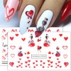 Romantic Heart Nail Stickers Valentines Day Water Transfer Nail Art Stickers for Nail Designs Valentine Nail Decals for Nail Art Supplies Cartoon Love Heart Sticker Nails for Women Nail Decorations
