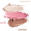 Yeweian 3-in-1 Blendable Trio, Contour and Highlight Blush Makeup Palette, Cream Bronzer, Silky Smooth Powder Blush, Shimmer Highlighter Makeup Powder, Pink Brown Eyeshadow Palette with Mirror(01)