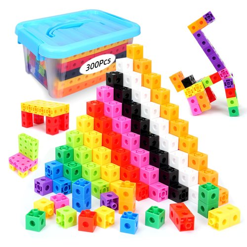 QUYSK 300 Pcs Linking Cubes for Math with Storage Boxes, Kids Counting Blocks for Math STEM Connecting Cubes Math Manipulatives Classroom Learning Supplies for Preschool and Elementary Aged Kids