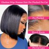 Bob Wig Human Hair Wear and Go Glueless Bob Wigs Human Hair Pre Plucked Pre Cut 4x4 HD Lace Closure Wig Short Straight Bob Human Hair Wigs for Black Women Upgraded No Glue Bob Wig 180% Density 10 Inch