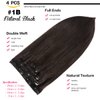 GEELOOK Clip in Hair Extensions Real Human Hair 14 Inch Natural Black #1B Color Double Weft 100% Remy Human Hair Thick Long Soft Silky Straight 4pcs 10clips for Women 60grams