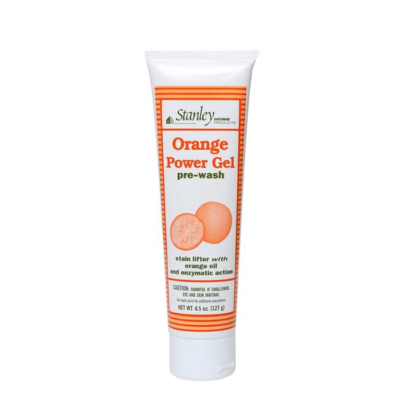 Stanley Home Products Orange Power Gel Pre Wash - Laundry Stain Remover - Spot Treat Tough Stains Works Immediately Cleans and Deodorizes Fabrics Ideal for Blood Oil Grease and More