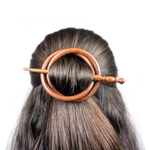 Premium Vintage Polished Wooden Shawl Pins | Hair Barrettes & Hair Clip | Personal & Beauty Care Accessories | Nagina International (Double Ring)