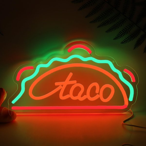 Maitoukug Taco Neon Sign for Kids Bedroom Shop Party Wall Decor Burger Sign also a gift for shop