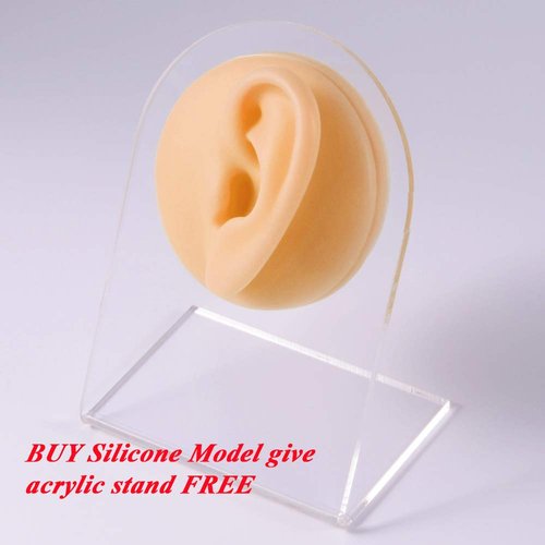 CHUANCI Soft Silicone Flexible Model Body Part Displays for Acupuncture Human Model Simulation for Jewelry Display Teaching Tool (Left Ear)