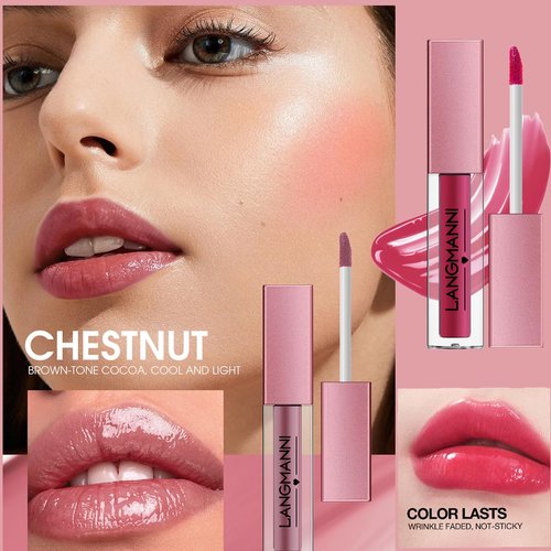 Dulele 12Pcs Watery Liquid Lipstick Set, Moisturizing & Highly Pigmented Colored Lip Gloss, Longwear Not Fade Rose Lip Tint Stain with Gift Box