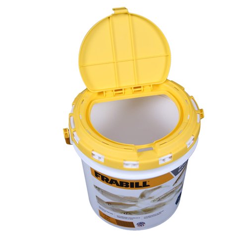 Frabill 2.2 Gallon Bait Bucket, White and Yellow (4820)