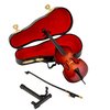 Dselvgvu Wooden Miniature Double Bass with Stand,Bow and Case Mini Contrabass Replica Mini Musical Instrument Collectible Miniature Dollhouse Model Home Decoration (5.71"x2.17"x1.38")