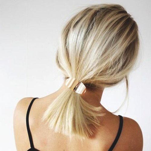 Generic Hair Elastic Rope Metal Circle Ponytail Cuff Mixed 4 PCS for Women and Girls Accessories Decorative Hair Ropes Stretch Bands 2 Styles Set