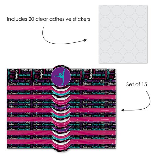 Tumble, Flip & Twirl - Gymnastics - DIY Party Supplies - Birthday Party or Gymnast Party DIY Wrapper Favors & Decorations - Set of 15