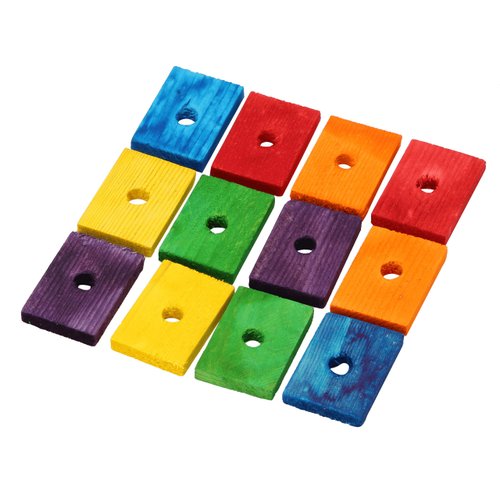 Bonka Bird Toys 2084 Pk12 Wood Squares Bird Toys