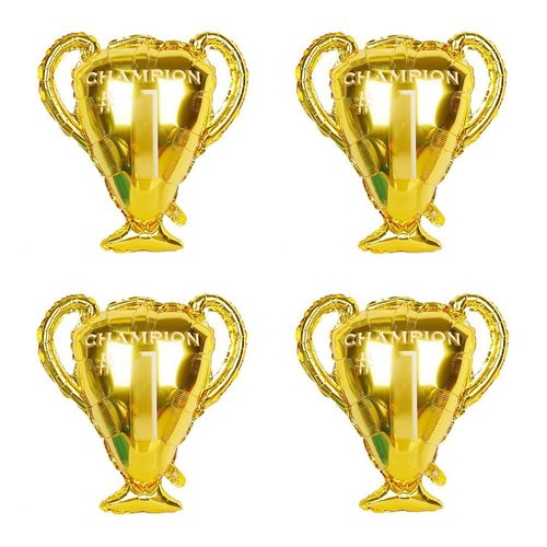 4 Pcs Gold Champion Balloons, 28x25 inch Champion Aluminum Foil Balloons for Football Baseball Basketball Soccer Sport Birthday Party Supplies