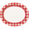 Unique 12.25" x 10.25" Gingham Oval Paper Plates 8 Pcs, Red