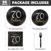 DECORLIFE 96 Pcs 70th Birthday Plates and Napkins, Tableware Set Serves 24 Guests, 70th Birthday Decorations Includes Napkins, Forks, Cheers to 70 Years Old Birthday Celebration for Men Women