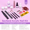 SAVILAND Acrylic Nail Kit with Drill, 15g Clear/White/Pink Acrylic Powder and Liquid Set with Nail Drill Acrylic Nail Brush Nail Forms Dappen Dish, Easy to Use Acrylic Nail Supplies for Beginners