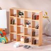 Motionchic 20 Pcs Dollhouse Decoration Accessories Include 16 Pcs 1: 12 Dollhouse Miniature Book 1 Pcs Dollhouse Display Shelf 16 Grid Shelves Wooden Bookshelf 2 Pcs Doll House Mini Plant and Vase