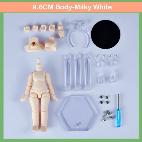 XiDonDon 1/12 Scale BJD Doll Body 9.6cm/11cm YMY2 Body Action Figures Replacement Body Doll Accessories (Milky White,9.6cm)