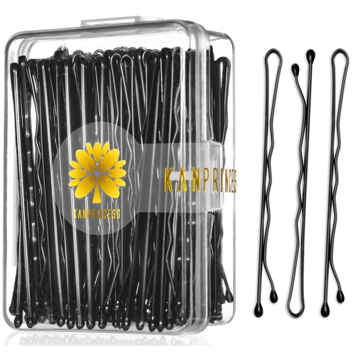 KANPRINCESS 100PCS 2.4Inch Bobby Pins Black,Pain-Free Bobby Pins for All Hair Types,Hair Pins for Women Girls,Hairpins for Buns with Box(Black)