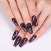 Gentle Claws Press On Nails - Midnight Purple | Dark Purple Glitter Velvet Nails, Medium Coffin Squared Press On Nails with Cat Eye Design for Women and Girls, 24 Pcs Reusable Purple Fake Nails