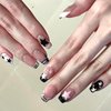 Short Star Press on Nails Square,French Fake Nails with Rhinestones,Shiny Stars Designs Nude False Nails Full Cover Stick on Nails Accessories Press on Nails for Women,24Pcs