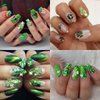 20Pcs St.Patrick's Day Nail Charms Nail Decals Alloy Silver Nail Charms Nail Jewelry 3D Green Shamrock Nail Gems Rhinestones Metal Lucky Charms Designs for Women Girls Acrylic Manicure Decorations
