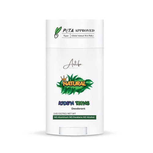 Artifa Natural Deodorant for kids and teens, Aluminum FREE, Paraben FREE, Alcohol FREE, Cruelty FREE, for Boys and Girls, 2.65 oz (75 g)