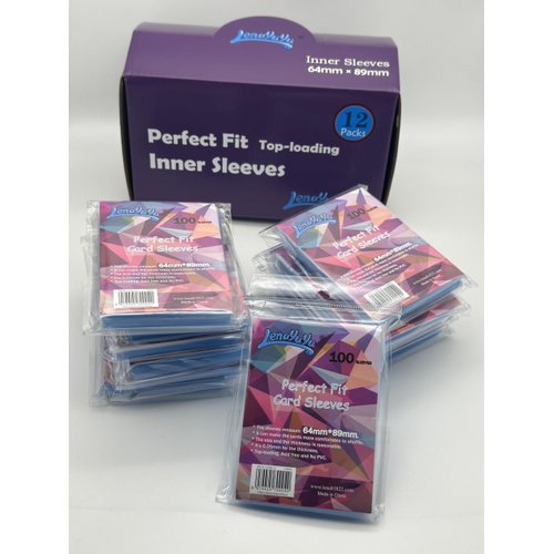 Lenayuyu 1 Box of 1200 Counts -12packs Precise -Fit Perfect Fit 64mm x 89 mm Clear Inner Card Sleeves, Toploading Transparent Soft Card Protectors for Standard Size Cards, Perfect for Double Sleeving