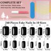 LoveOurHome 240pc Black Press on Nails Short Fake Nails Square Glue on Nail Short Acrylic Nails Press ons Nail Tips Full Cover False Nail Women Gilrs Square Artificial Fingernail with Adhesive Tab