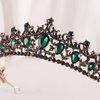 KOVOLITU Black Tiaras and Crowns for Women, Green Rhinestone Queen Crown,Wedding Tiara for Bride, Crystal Costume Hair Accessories for Prom Birthday Party Costume