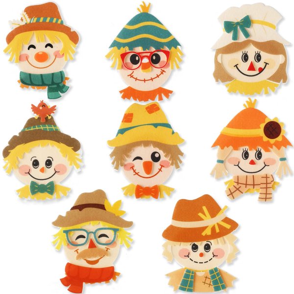 16 PCS Fall Crafts for Kids Scarecrow Craft Kit Scarecrow Head Magnet Craft Kit Halloween Thanksgiving Felt Craft Supplies Autumn Craft for Toddler DIY Scarecrow Kit for Fall Thanksgiving Kids