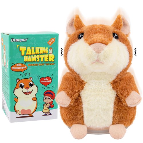 Qrooper Valentine Day Gifts for Kids Talking Hamster Repeats What You Say Stuffed Animals Toys for Kids, Talking Toys for 2 3 Year Old Girl Boy, Interactive Autism Sensory Toys
