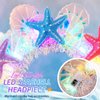 BARTOSI Light Up Starfish Headbands LED Mermaid Costume Headband Seashell Hair Band Holiday Hair Accessories for Women
