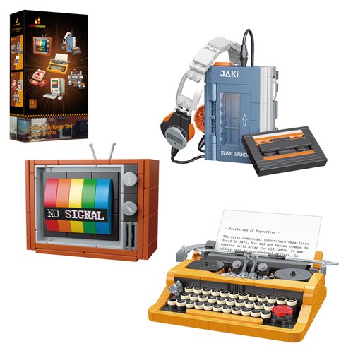 JMBricklayer Typewriter Walkman Television Building Toys 20131, Collectible Vintage Display Model Office Room Decor, Creative Hobbies Activity, Unique Gift Ideas for Adults Teens Kids(660 Pieces)