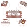 Yolev 50PCS Wigs Snap Clips Hair Extension Clips 6-Teeth U-Shape Metal Silicon Wig Hair Extension Clips for Women Hairpiece (Light Brown)