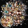 editTime 6 Wheels Mixed Sparkle Nail Art Rhinestones Diamonds Crystals Butterfly Beads Artificial Pearls Gold Silver Nail Studs Gems Metal Hollow Rivets Charms (Micro Caviar Beads kit)