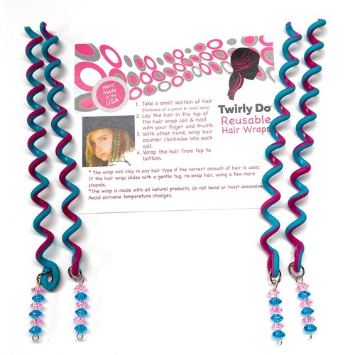 Collect Four (4) Peppermint & Rasperry mix color 5" Twirly Do Reusable Hair Wrap Twist Braid Barrette